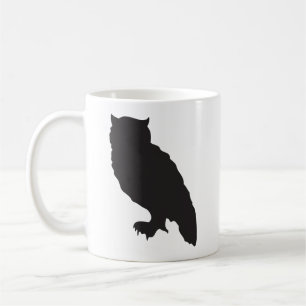 Elegante Eulenschwarz-Silhouette-vektorgraphik Kaffeetasse