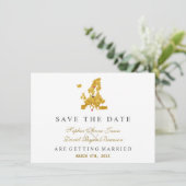 Elegante Europe Map Zielort Gold Wedding Save The Date (Stehend Vorderseite)