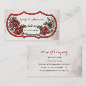 Elegante Eventplaner Vintage Rote Rose Visitenkarte (Vorne/Hinten)