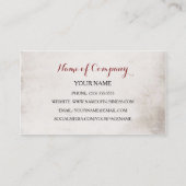 Elegante Eventplaner Vintage Rote Rose Visitenkarte (Rückseite)