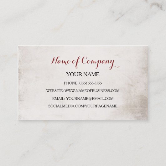 Elegante Eventplaner Vintage Rote Rose Visitenkarte (Rückseite)