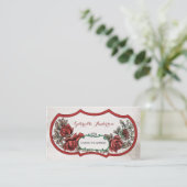 Elegante Eventplaner Vintage Rote Rose Visitenkarte (Stehend Vorderseite)