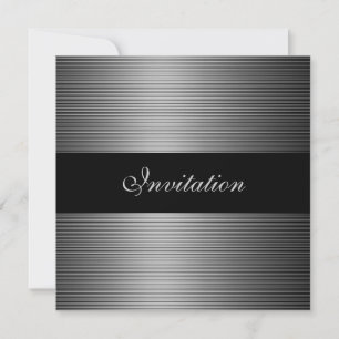 Elegante Events Silver Gray Streifen Schwarz Einladung