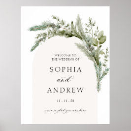 Elegante Evergreen Arch Wedding Willkommen Poster