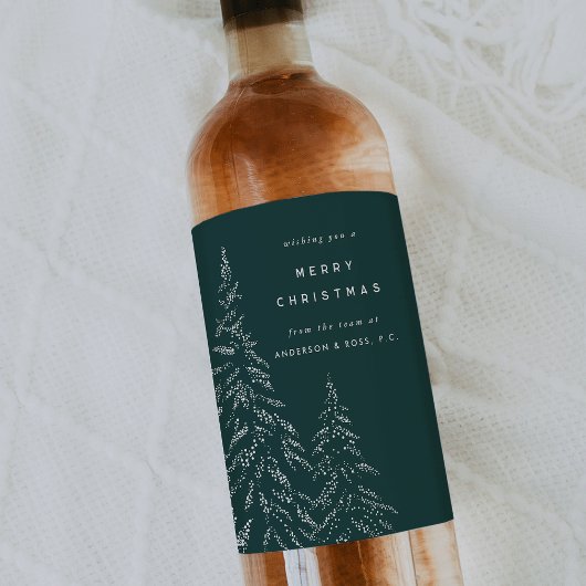 Elegante Evergreen Business oder Corporate Holiday Weinetikett