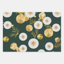 Elegante Evergreen Collection Elfenbein und Gold Geschenkpapier Set
