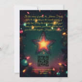 Elegante Evergreen Garland mit Familiengrüßen Einladung (Rückseite)