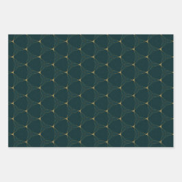 Elegante Evergreen und Gold Weihnachten Geschenkpapier Set