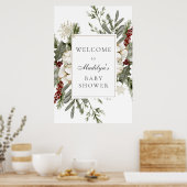 Elegante Evergreens und Winter Florals Baby Willko Poster (Küche)
