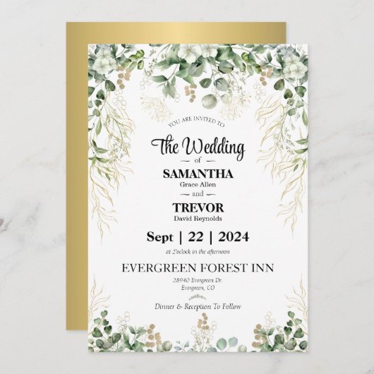 Elegante Ewigkeit: Kommen Sie zu unserem Hochzeits Einladung (Vorne/Hinten)