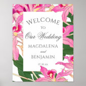 Elegante exotisch rosa Orchideen-Blume Hochzeit Wi Poster (Vorne)