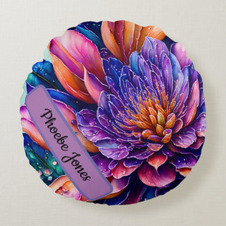 Elegante exotische Blumen, Watercolor-Wurfkissen Rundes Kissen