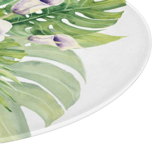 Elegante exotische Calla-Blume und tropische Blätt Schneidebrett (Ecke)