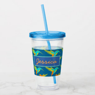 Elegante exotische Kolibris personalisiert Acryltrinkbecher
