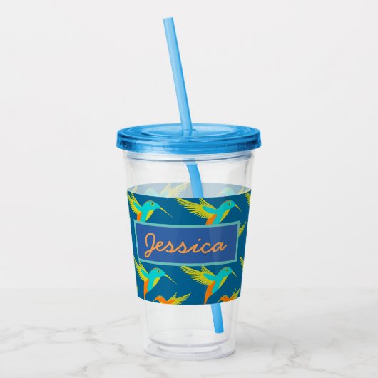 Elegante exotische Kolibris personalisiert Acryltrinkbecher (Links)