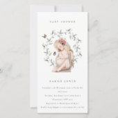 Elegante Expectant Women Foliage Baby Shower laden Dankeskarte (Vorderseite)