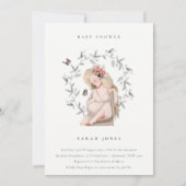 Elegante Expectant Women Foliage Baby Shower laden Dankeskarte (Vorderseite)