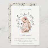 Elegante Expectant Women Foliage Baby Shower laden Dankeskarte (Vorne/Hinten)