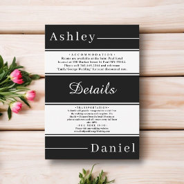 Elegante Extravagante Schwarz-Weiß Streifen Chic W Begleitkarte