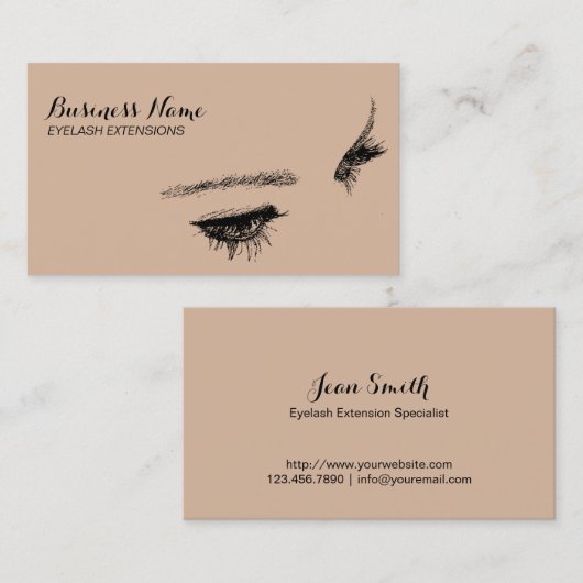 Elegante Eyelash Extensions Business Cards Visitenkarte (Vorne/Hinten)