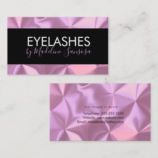 Elegante Eyelash Techniker Pink Silk Business Card Visitenkarte (Vorne/Hinten)