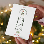 Elegante Fa La Christmas Foto Personalisiert<br><div class="desc">Elegant Fa La Weihnachten Foto Personalisiert Familienname Moderne Weihnachtskarten mit dem Text "Christmas Wakes La La" in eleganter, moderner Schrift Typografie. Fügen Sie Ihr Lieblings-Foto auf der Rückseite. Ideal für Weihnachten, um Freunde und Familie zu schicken. FOTO TIPP: Zentrieren Sie Ihre Fotos vor dem Hochladen nach Zazzle. Designed by ©2024...</div>