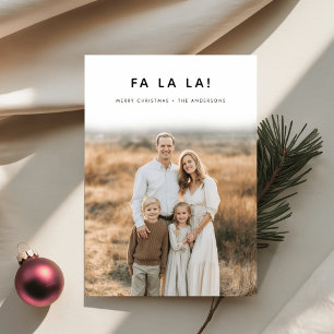 Elegante Fa La La Fröhliche Weihnachtsfamilienfoto Feiertagskarte