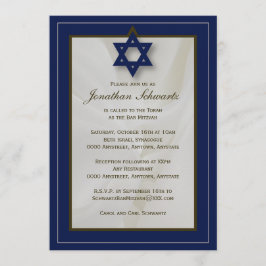 Elegante Fabric Bar Mitzvah Einladung der Marine