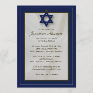 Elegante Fabric Bar Mitzvah Einladung der Marine