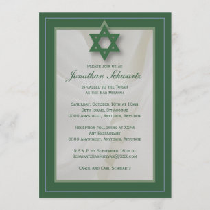 Elegante Fabric Bar Mitzvah Einladung in Grün