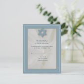 Elegante Fabric Bar Mitzvah Reply Card in Blue RSVP Karte (Stehend Vorderseite)