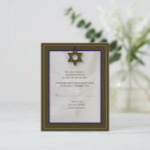 Elegante Fabric Bar Mitzvah Reply Card in Braun RSVP Karte (Stehend Vorderseite)