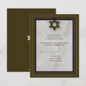 Elegante Fabric Bar Mitzvah Reply Card in Braun RSVP Karte (Vorne/Hinten)