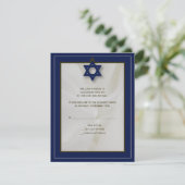Elegante Fabric Bar Mitzvah Reply Card in der Mari RSVP Karte (Stehend Vorderseite)