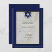 Elegante Fabric Bar Mitzvah Reply Card in der Mari RSVP Karte (Vorne/Hinten)