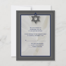 Elegante Fabric Bar Mitzvah UAWG Reply Card in Gra Einladung