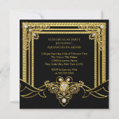 Elegante Fabulous Gold Jewel Black Birthday Party Einladung (Rückseite)