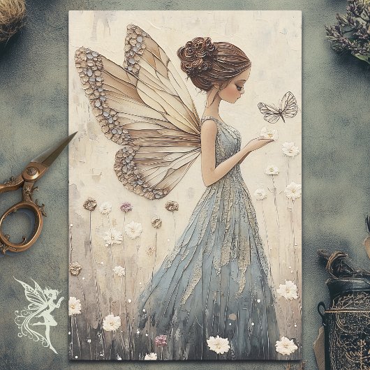 Elegante Fairy & Butterfly Mosaik Fantasy Decoupag Seidenpapier