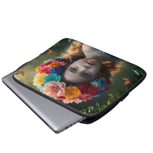 Elegante Fairy in Floral Wonderland: Fantasy Art Laptopschutzhülle (Vorne Knopf)