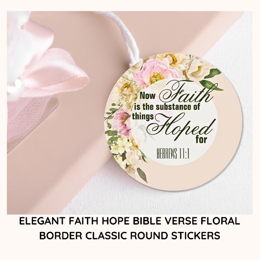 Elegante FAITH HOPE Bibel Verse Blumengrenze Runder Aufkleber