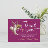 Elegante Faith Magenta Pink Angel Sessellift Dankeskarte (Stehend Vorderseite)