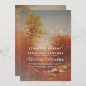 Elegante Fall Bäume Rustikale String Lights Hochze Einladung (Vorne/Hinten)