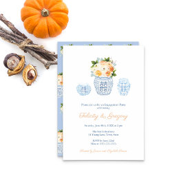 Elegante Fall Blume Orange Rust Engagement Party Einladung