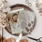 Elegante Fall Botanische Ash-Overlay-Hochzeit Pergament Einladungen