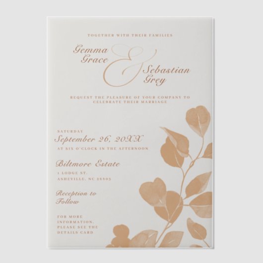 Elegante Fall Botanische Landschaft Pergament Einladungen (Vorderseite)