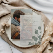 Elegante Fall Botanische Sage Overlay Hochzeit Pergament Einladungen