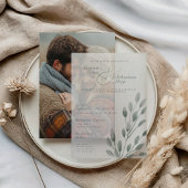 Elegante Fall Botanische Sage Overlay Hochzeit Pergament Einladungen