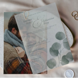 Elegante Fall Botanische Sage Overlay Hochzeit Pergament Einladungen