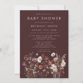 Elegante Fall Brown Floral Baby Shower Einladung (Vorderseite)