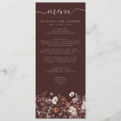 Elegante Fall Brown Floral Wedding Menükarte (Vorderseite)